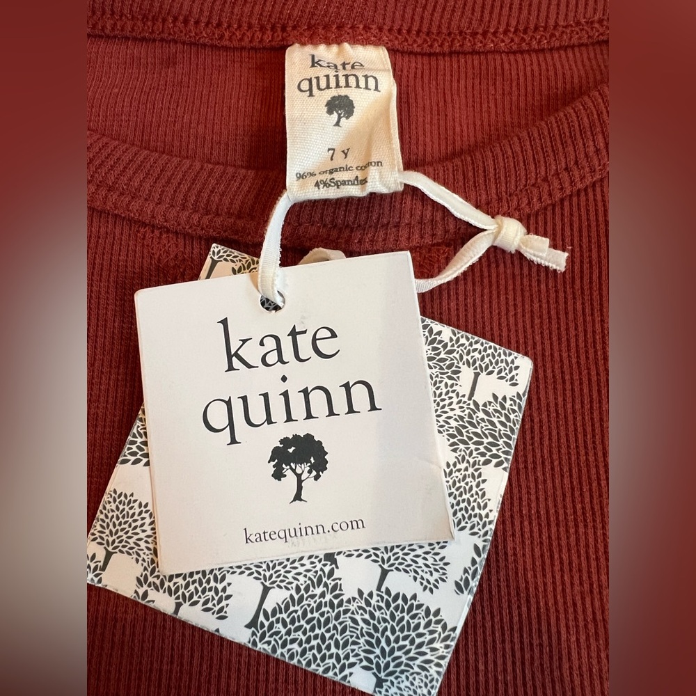 NEW 2 KATE QUINN girls Boxy Tee Shirts Solid Short sleeve Rust & Black - size 7y - Picture 6 of 6